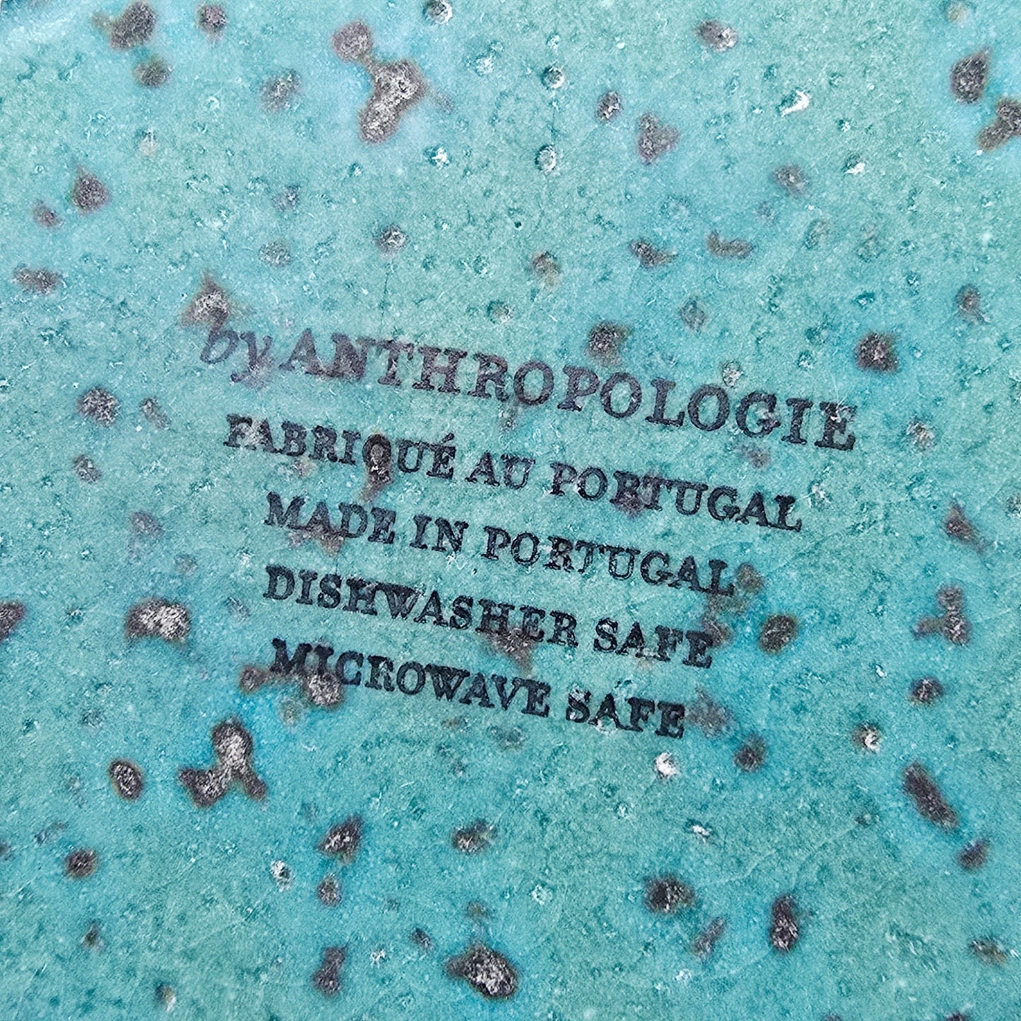 Anthropologie Zoysia Turquoise Speckled Ceramic Oval Platter - 15"