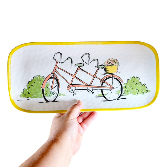 Rectangular Melamine Tray Tandem Bicycle 14x7 Rectangle Platter by Threshold White Yellow Trim