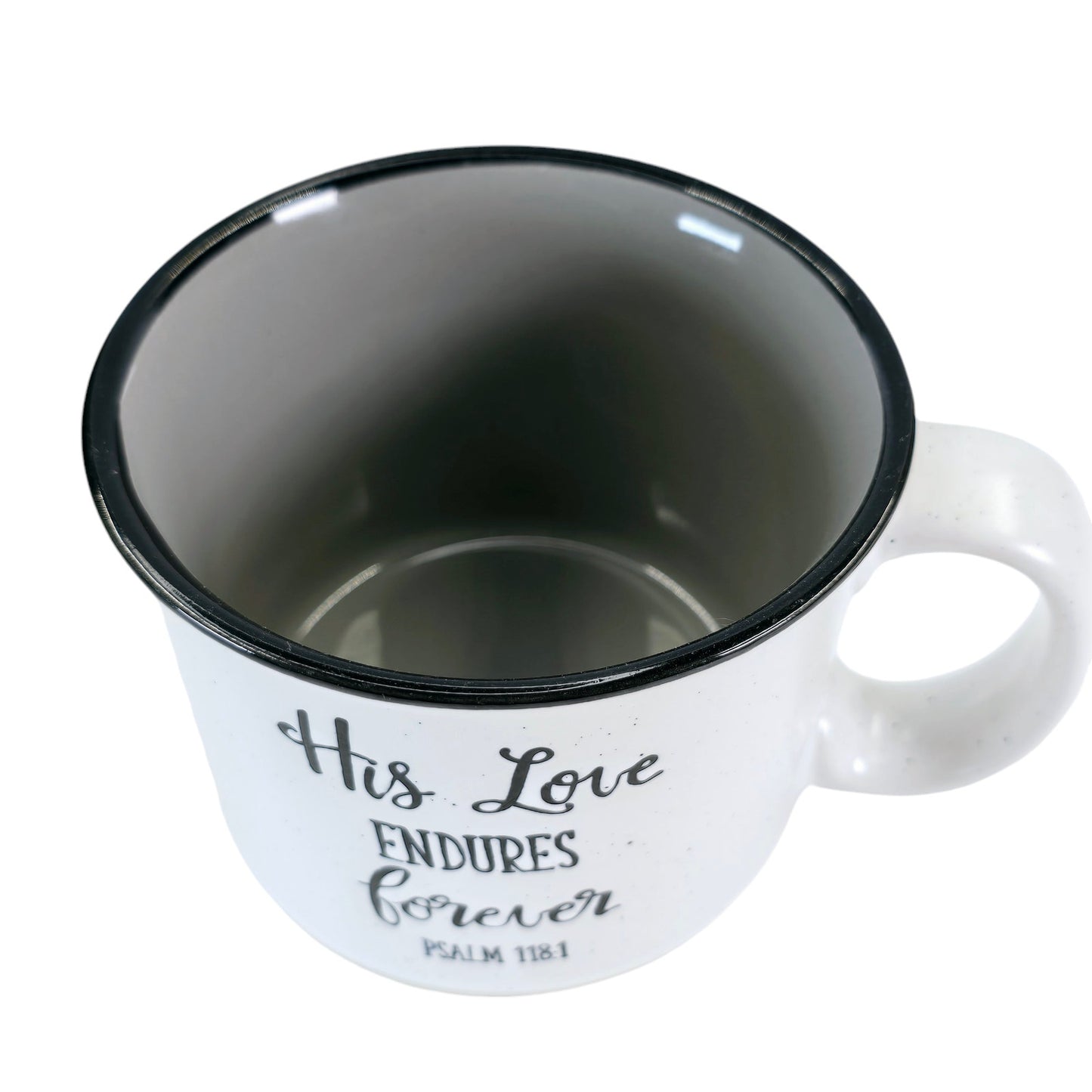 His Love Endures Forever Scripture Mug, Inspirational Coffee Mug Psalm 118:1