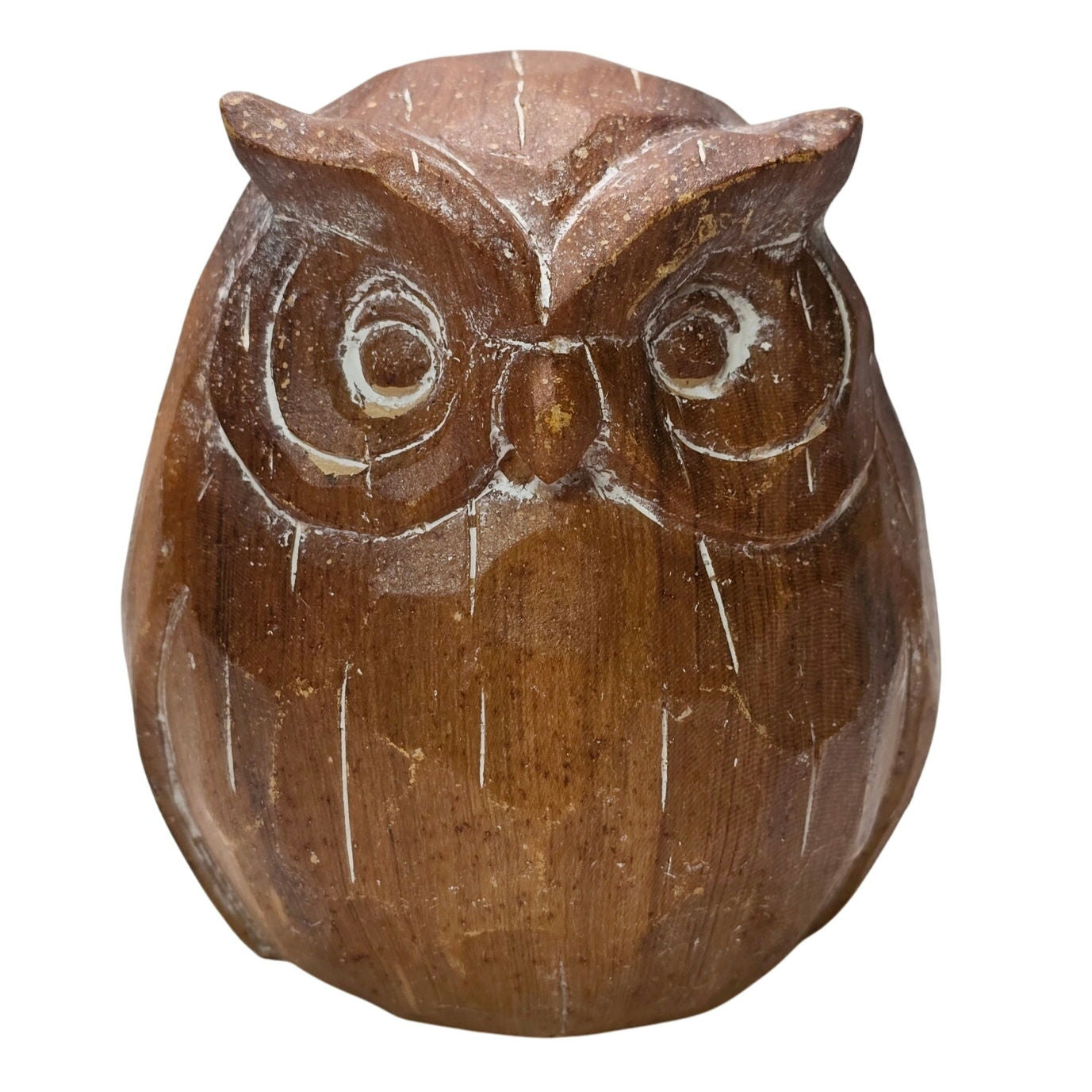 Vintage Pier1 Carved Wooden Owl Rustic Decor