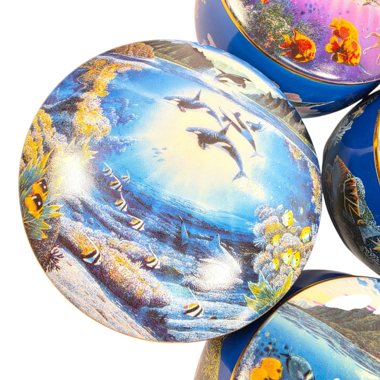 Lot 5 Danbury Mint Robert Lynn Nelson Tropical Wonderland Music Trinket Boxes