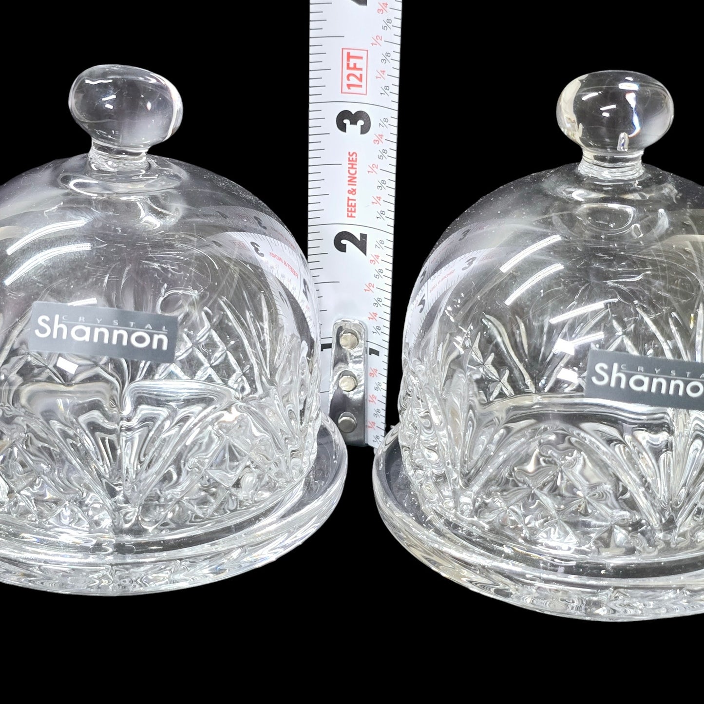 Dublin Shannon Crystal Petite Servers Domed Butter Dishes Set of 2  New In Box