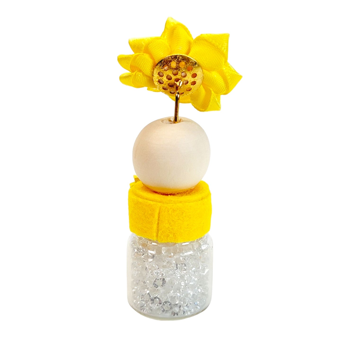 Yellow Flower Sparkly Single Hat Pin Holder