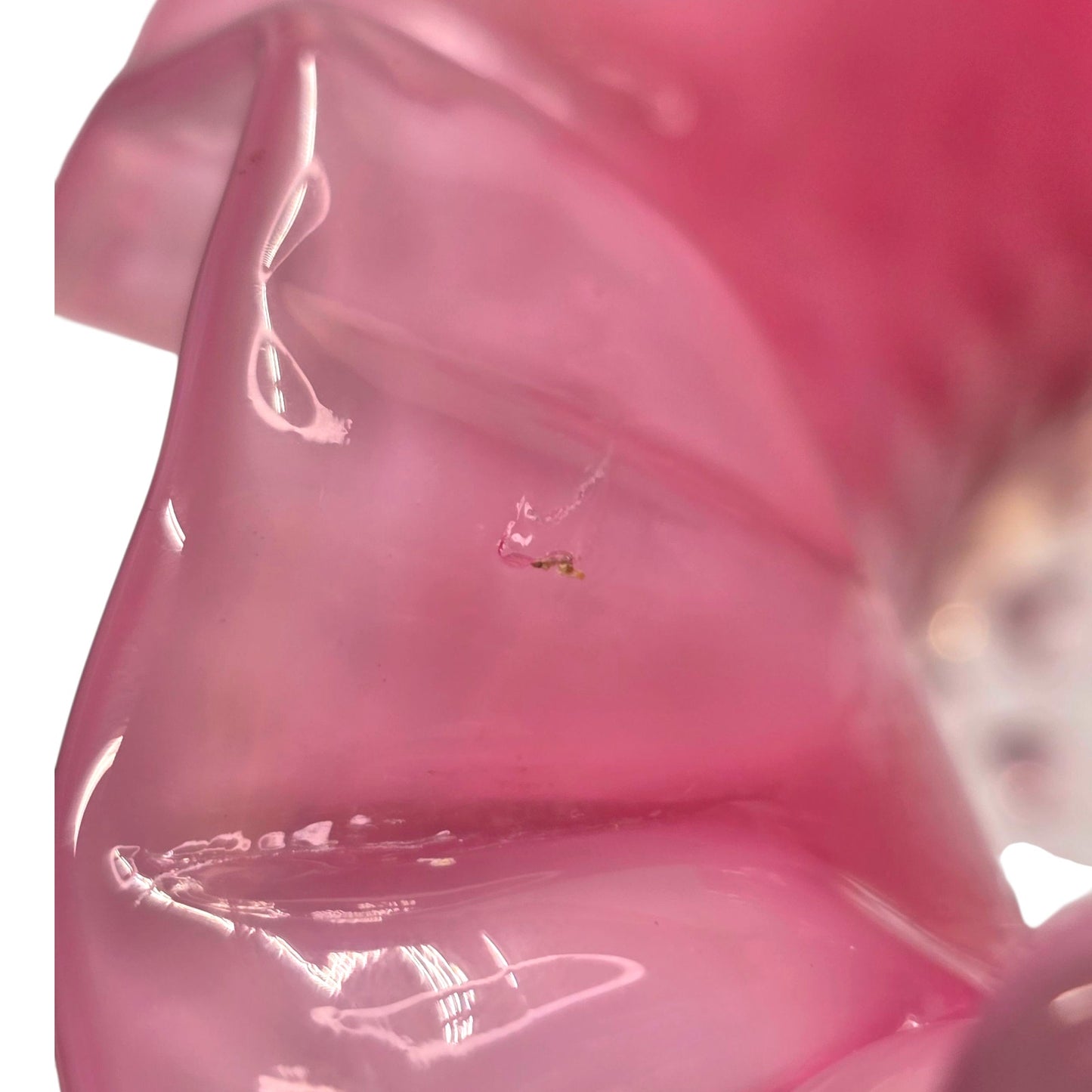 AS IS Fenton Cranberry Rose Opalescent Hobnail Ruffled Vase Uranium Reactive