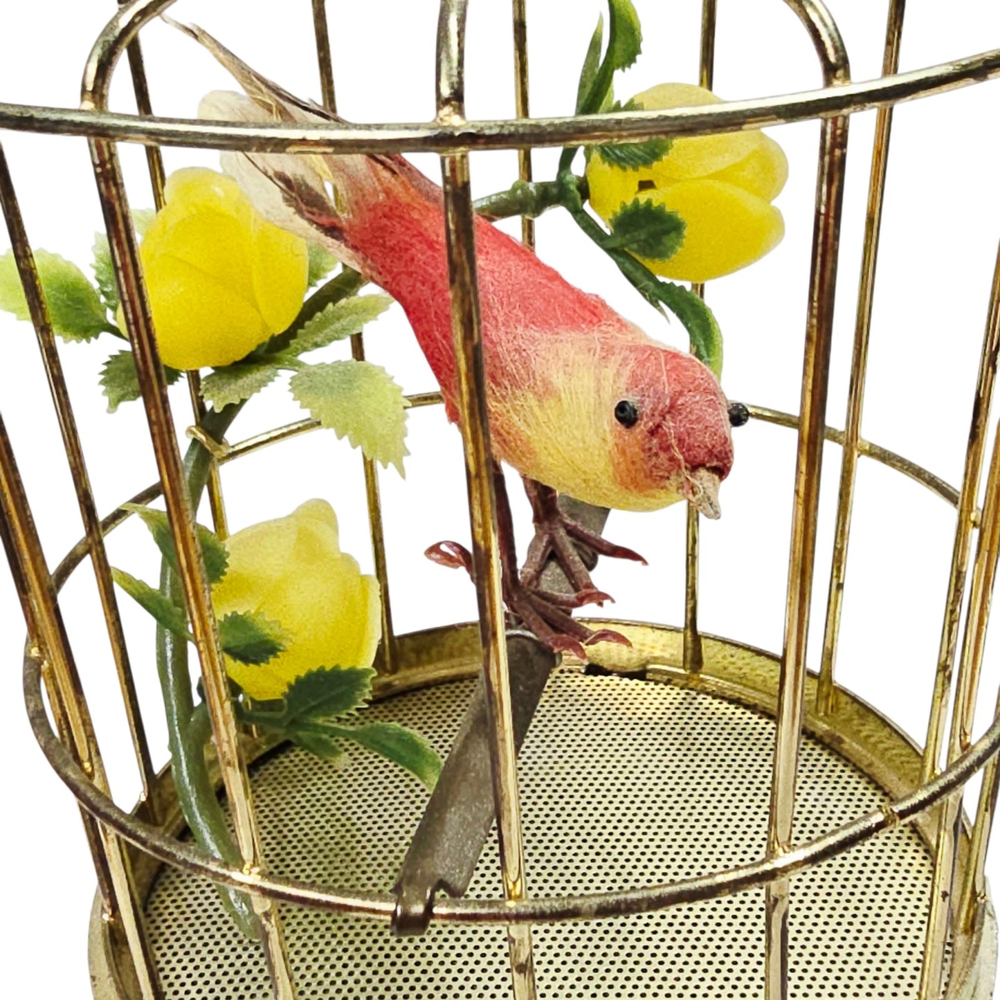 Mid-Century Vintage Singing Bird Cage Toy Music Chirping Bird 9V Battery Works!