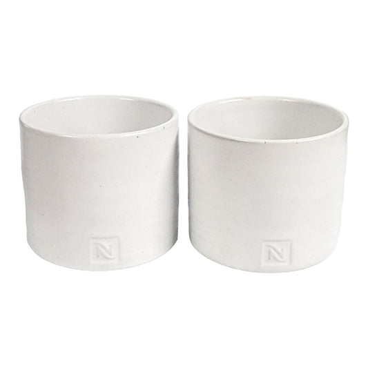 Set of 2 Nespresso Collections White Ceramic Tea Light Candle Holders 2.25" H