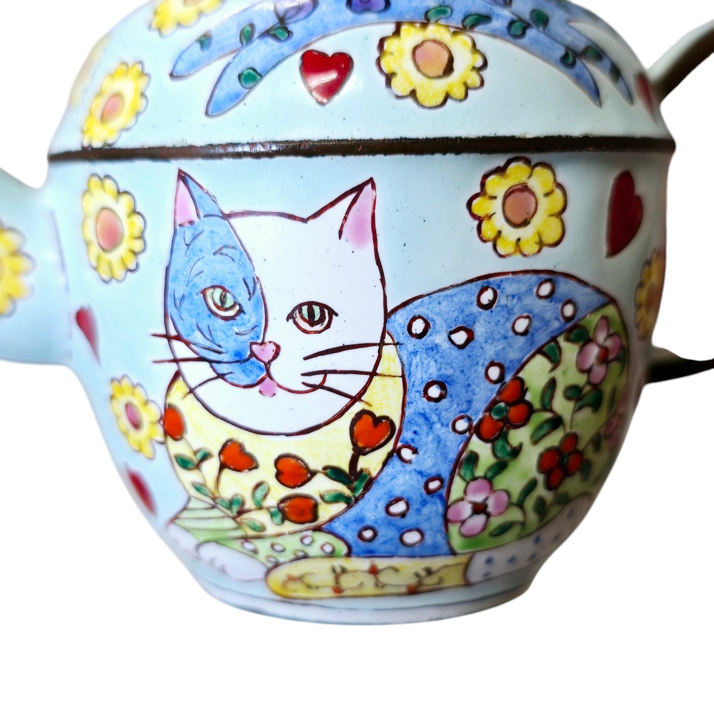 Kelvin Chen Miniature Hand Painted Cat Enamel Teapot