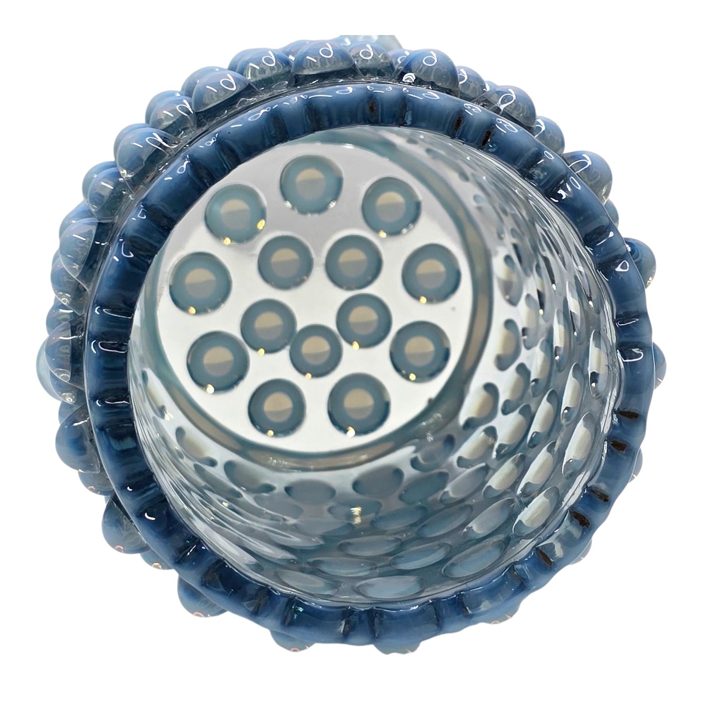 Fenton Blue Opalescent Hobnail Footed Spooner Navy Uranium Reactive Toothpick