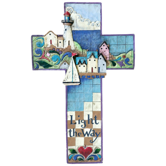 2006 Jim Shore Heartwood Creek Cross "Light The Way" Wall Hanging