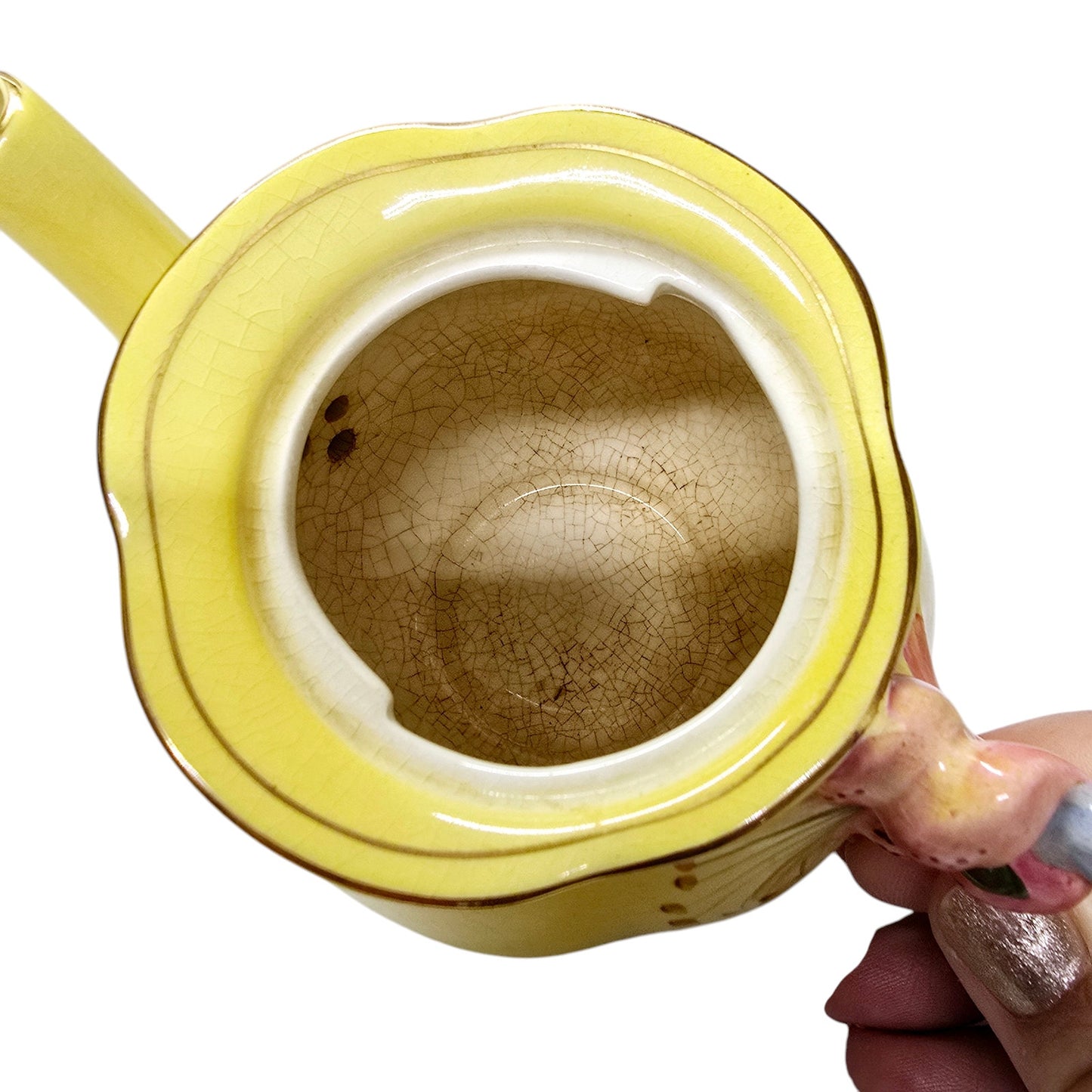READ 1930's Royal Winton Grimewades Tiger Lily Teapot, Sugar Bowl? and Saucer Yellow