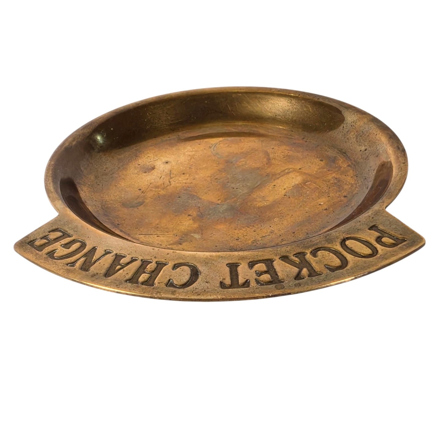 Vintage Brass "Pocket Change" Catch-All Coin Dish with Red Felt Lining