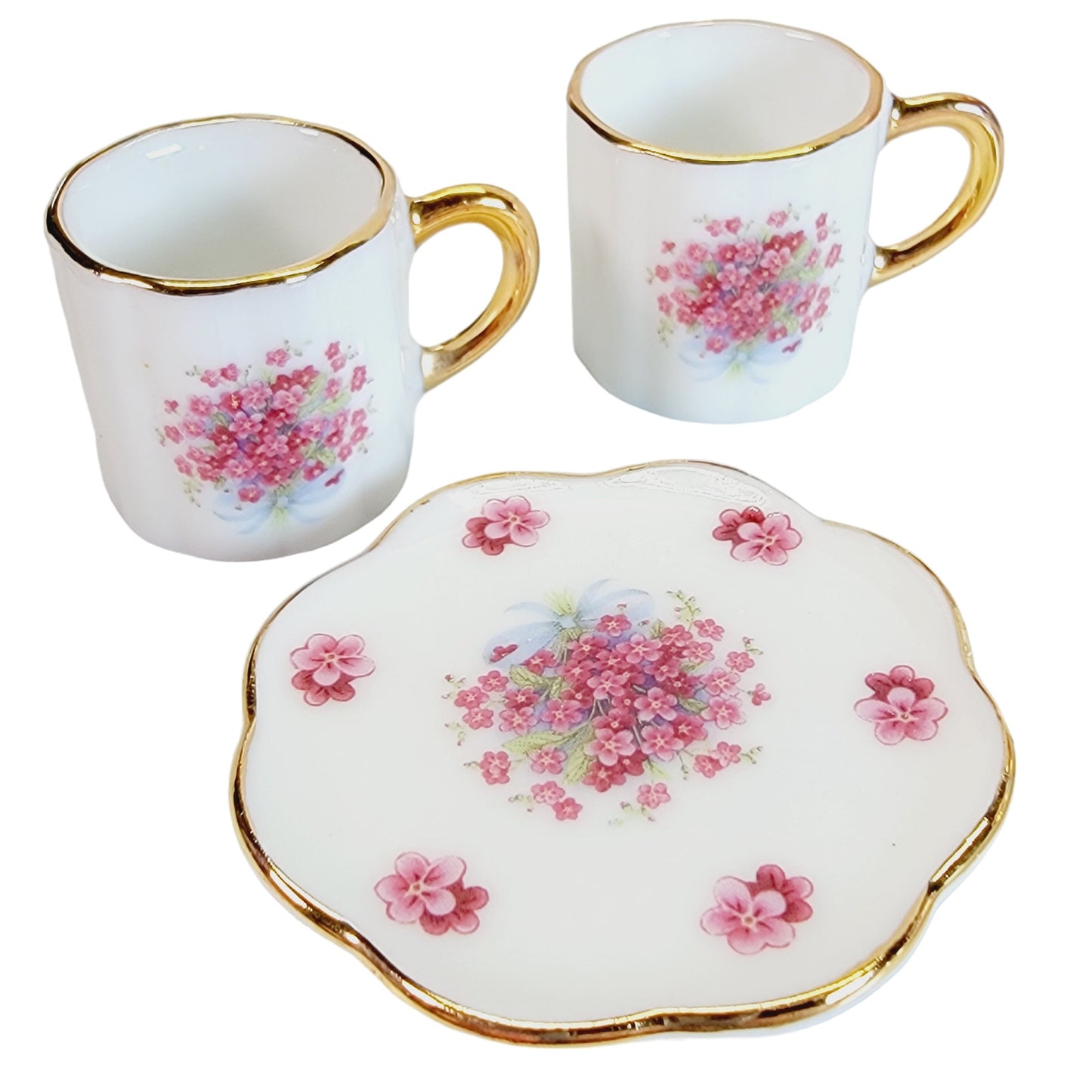 Vintage Fine Porcelain 10-Piece Miniature Tea Set