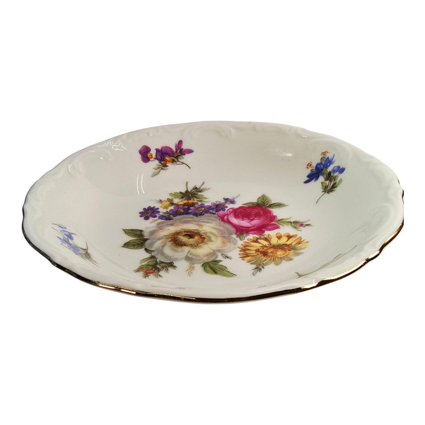 Vtg Mitterteich Bavaria "Meissen Floral" Germany Desert Fruit Bowl Trinket Dish