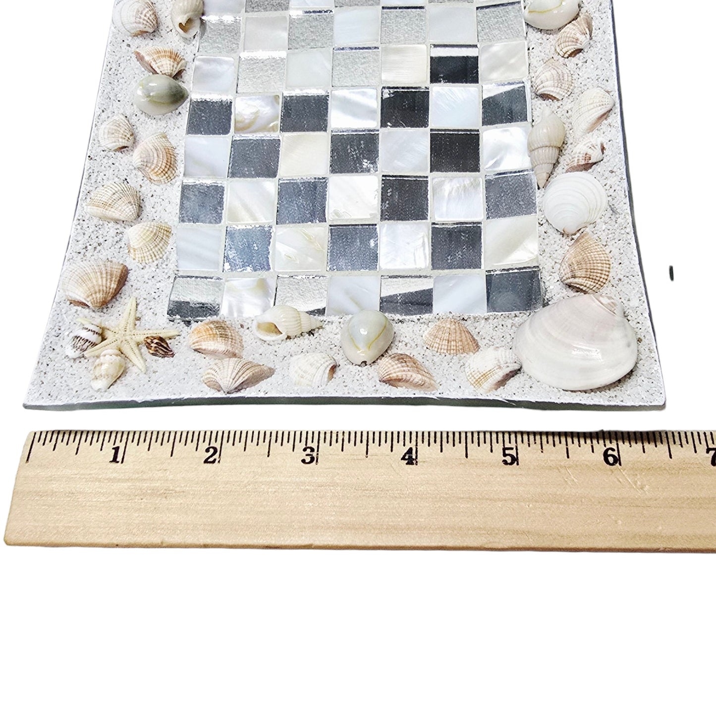 Pier 1 Imports Shell Mosaic Glass Trays Seaside Decor Rectangular Coastal Decor
