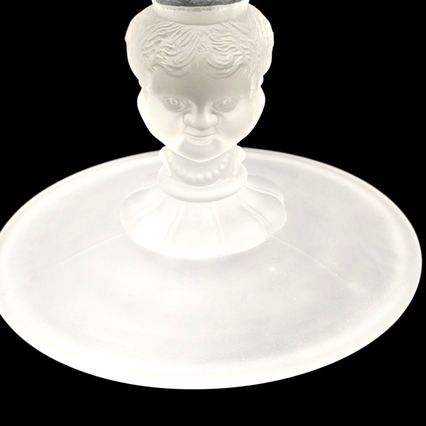 "Three Faces" pattern Frosted Glass Pedestal Compote late 1800's Early 1900's