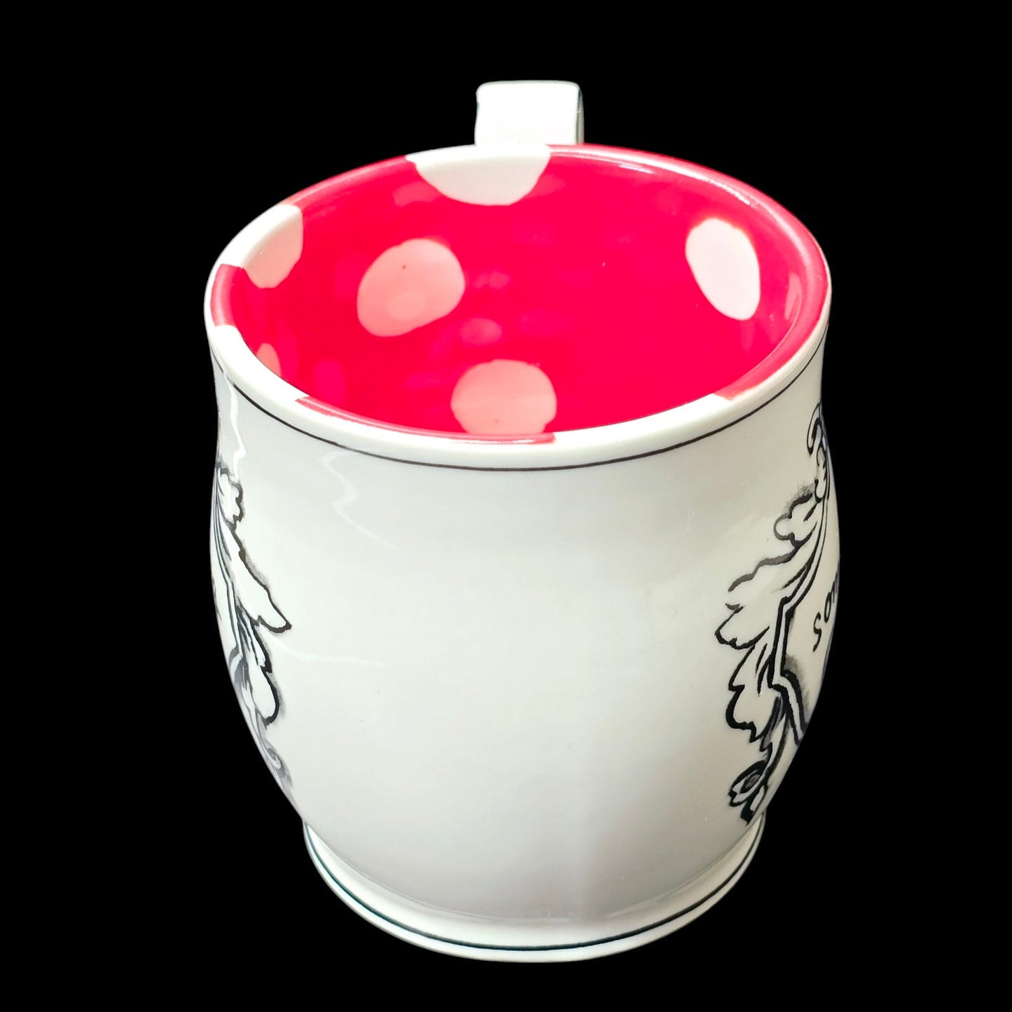 Anthropologie Molly Hatch "Something Good" Red White Polka Dot Coffee Mug