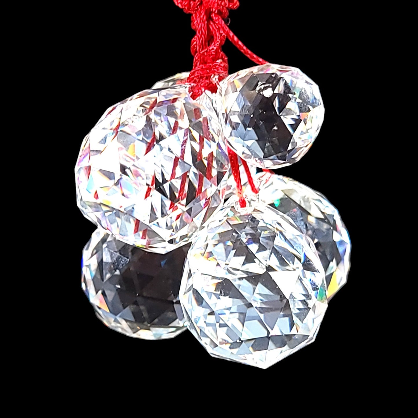 Set of 6 Crystal Faceted Prism Ball Suncatcher Orbs