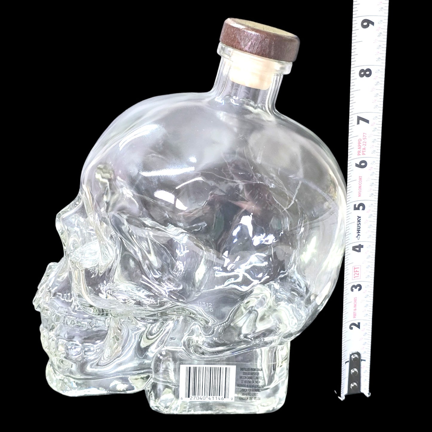 Large Crystal Head Vodka Skull Bottle (Empty) 1.75 L w/Original Stopper 9" H