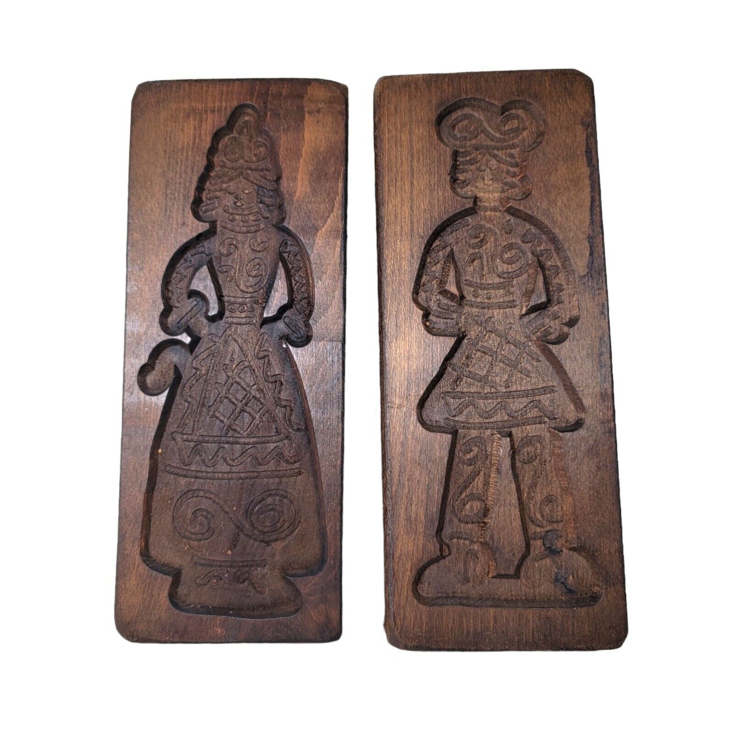 Antique Dutch Wooden Cookie Molds Set of 2, Cookie Mold Wall Decor, Rustic Decor