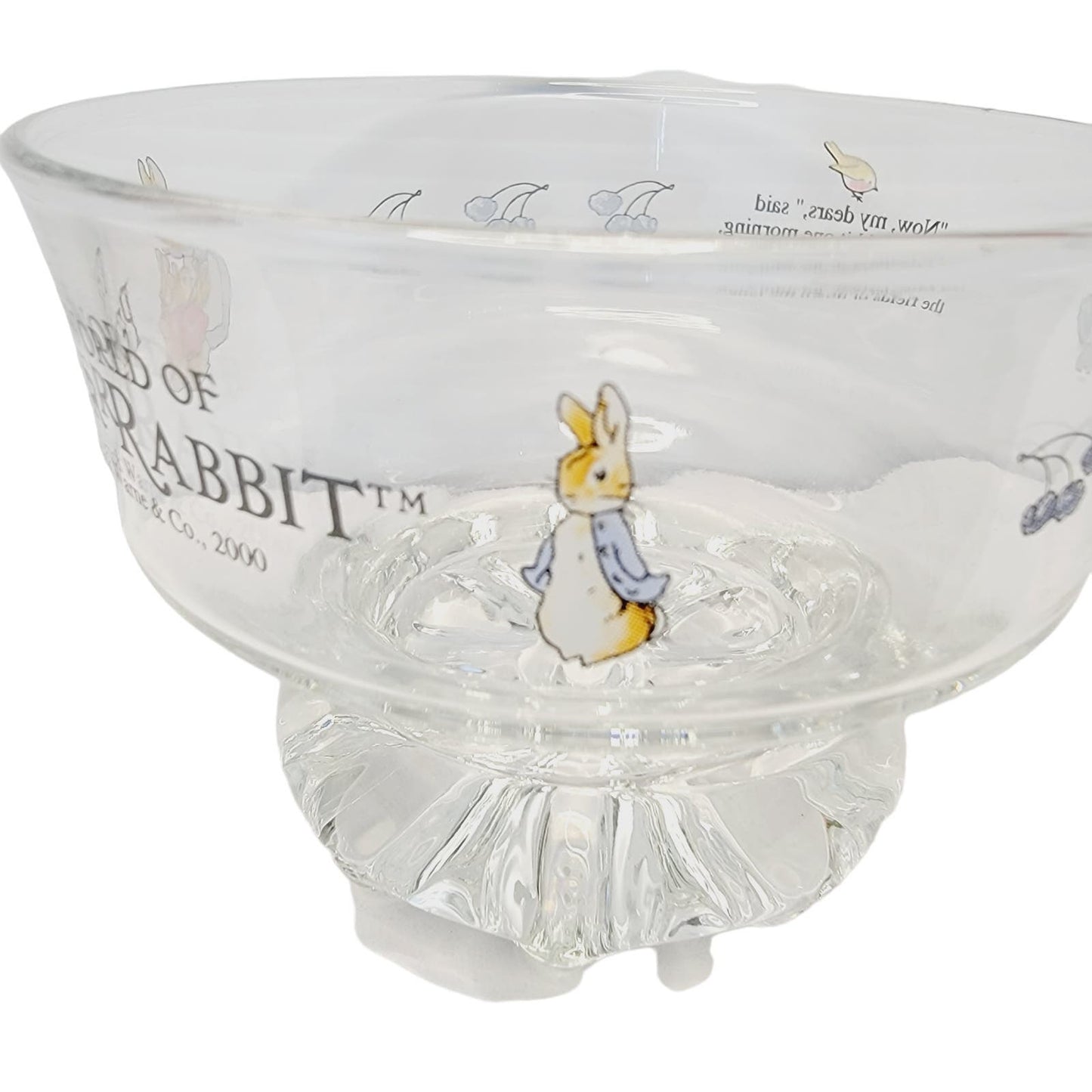 Set of 4 Vtg Peter Rabbit Frederick Warne & Co Glass Pedestal Dessert Bowls 2000