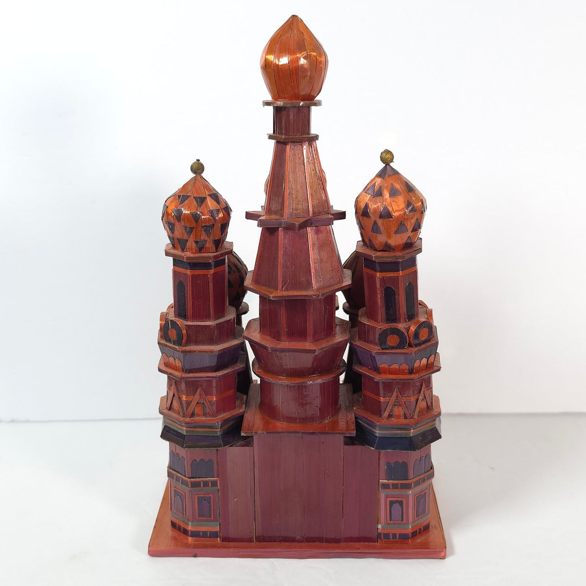 Vintage Saint Basil's Cathedral Straw Marquetry Souvenir Model
