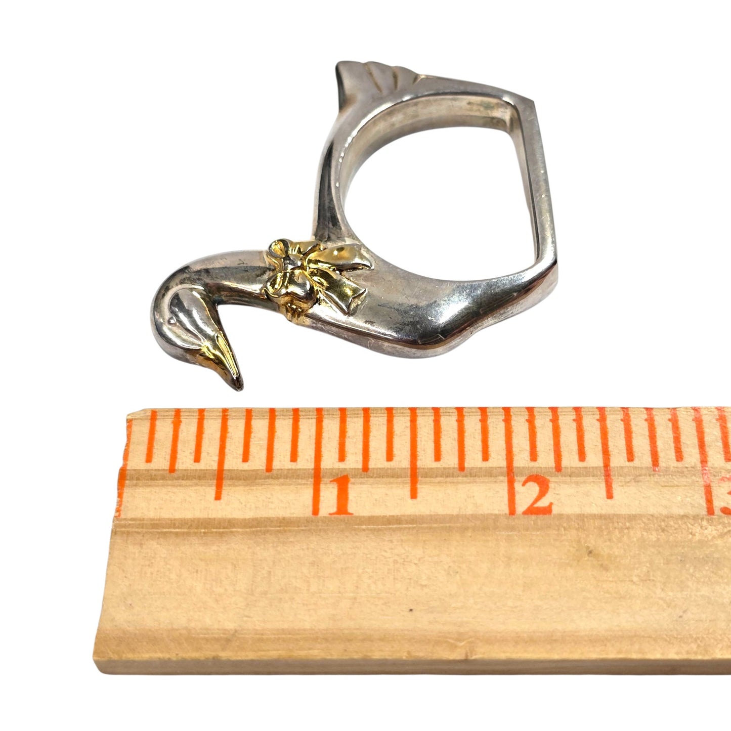 Vintage Swan Napkin Rings Set of 4 Silver Tone with Gold Accent Duck Table Decor