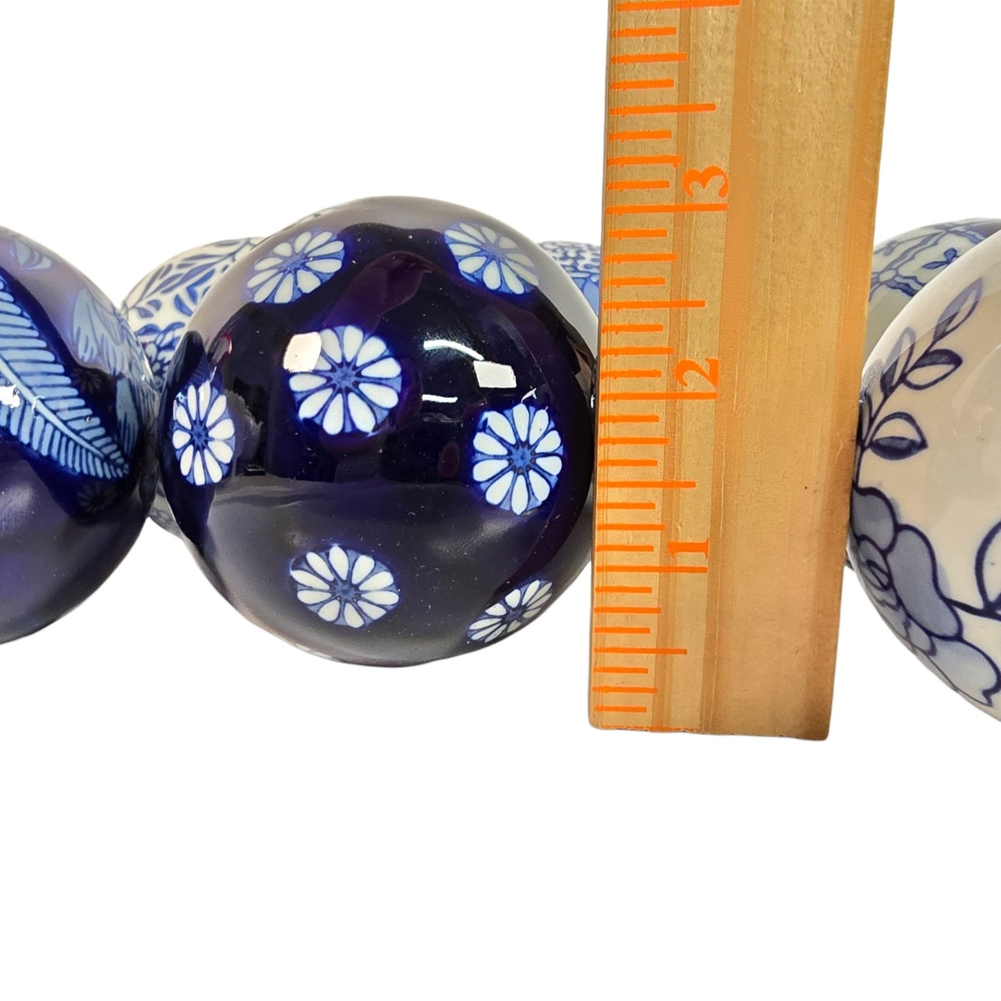 Blue and White Ceramic Decorative Orbs Set of 6 Chinoiserie Style Home Decor