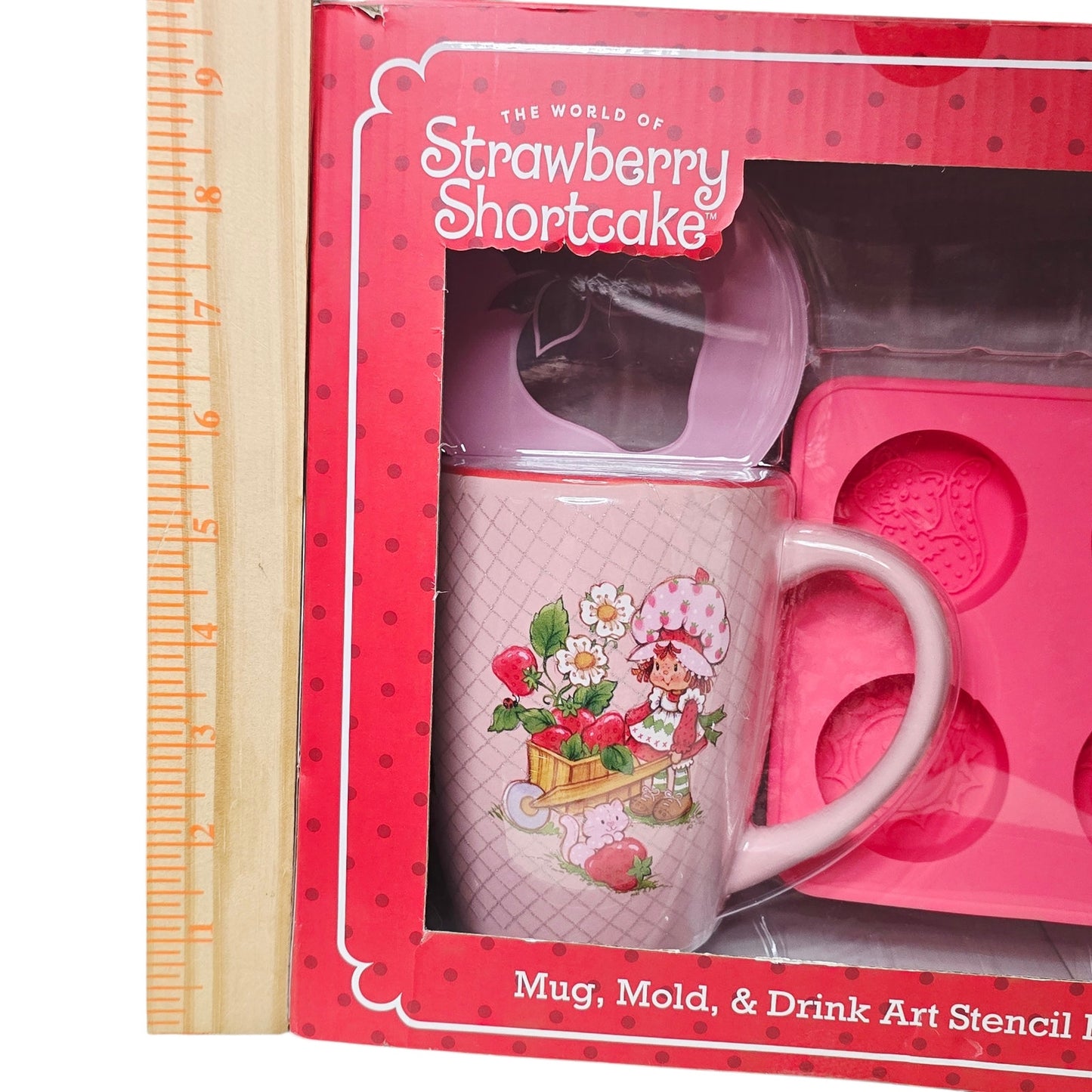 Strawberry Shortcake Mug Mold Drink Art Stencil Gift Set Wildbrain Pink New