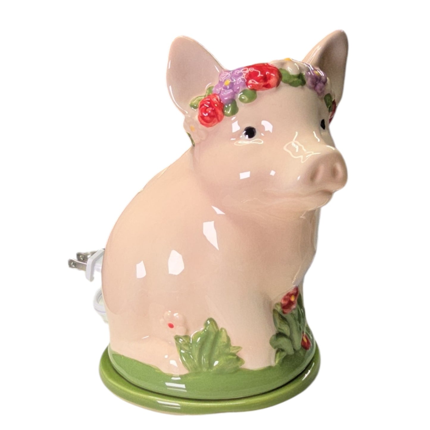 Pioneer Woman Ceramic Pig Fragrance Wax Warmer, Corded with on/off Switch