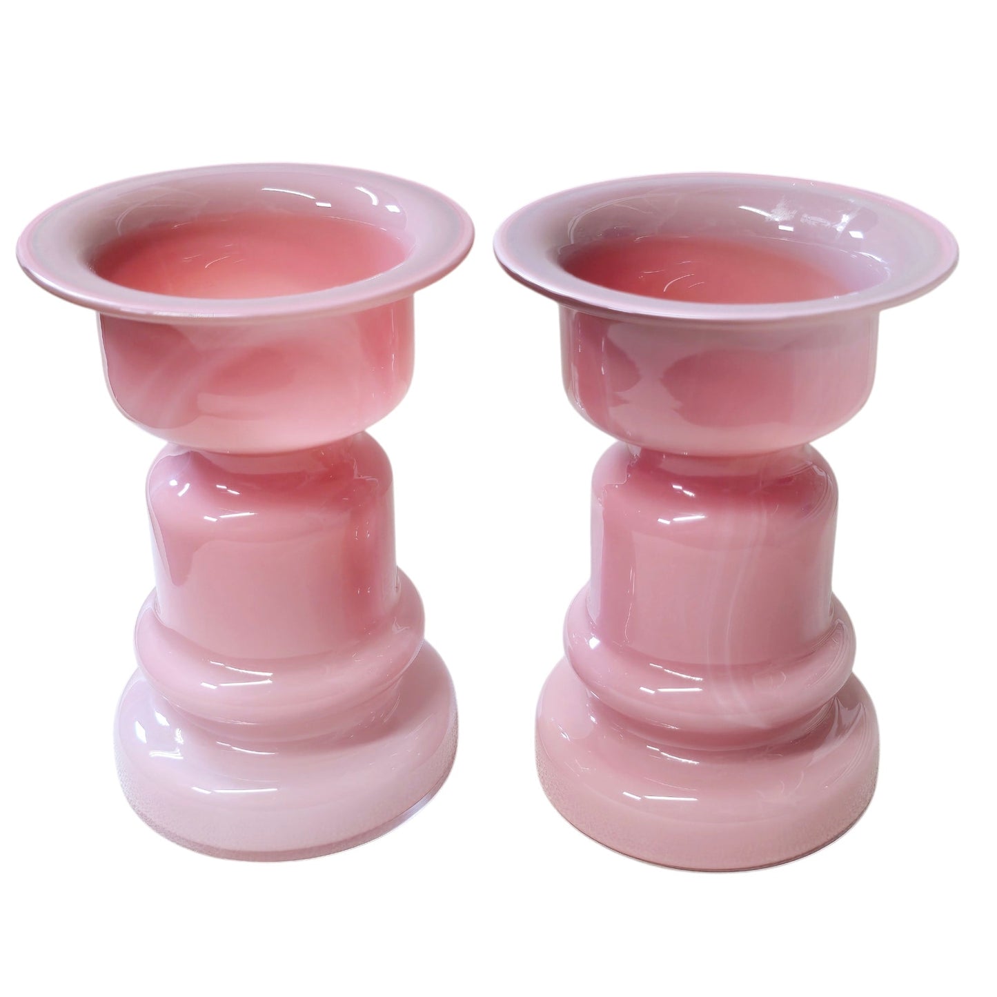 Pink Polish Glass Vases, Jerzy-Sluczan-Orkusz Midcentury Vintage Candle Holder