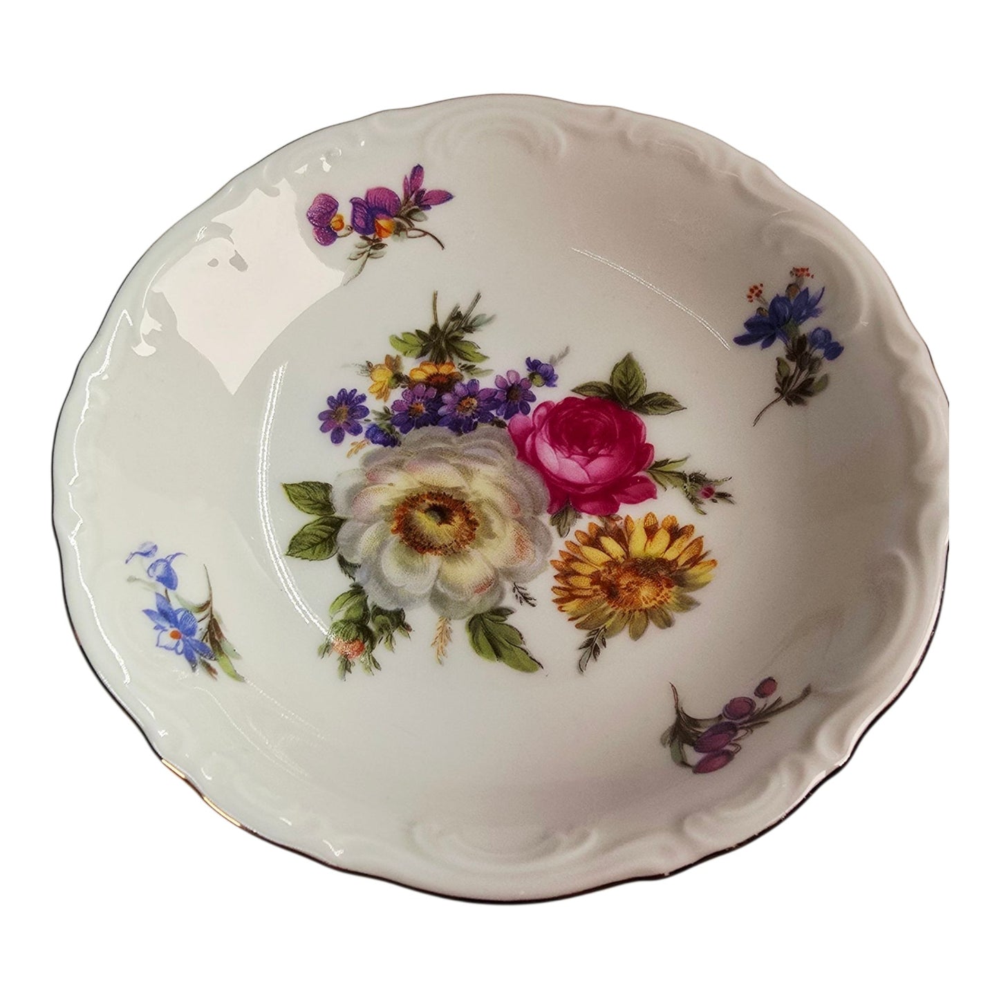 Vtg Mitterteich Bavaria "Meissen Floral" Germany Desert Fruit Bowl Trinket Dish