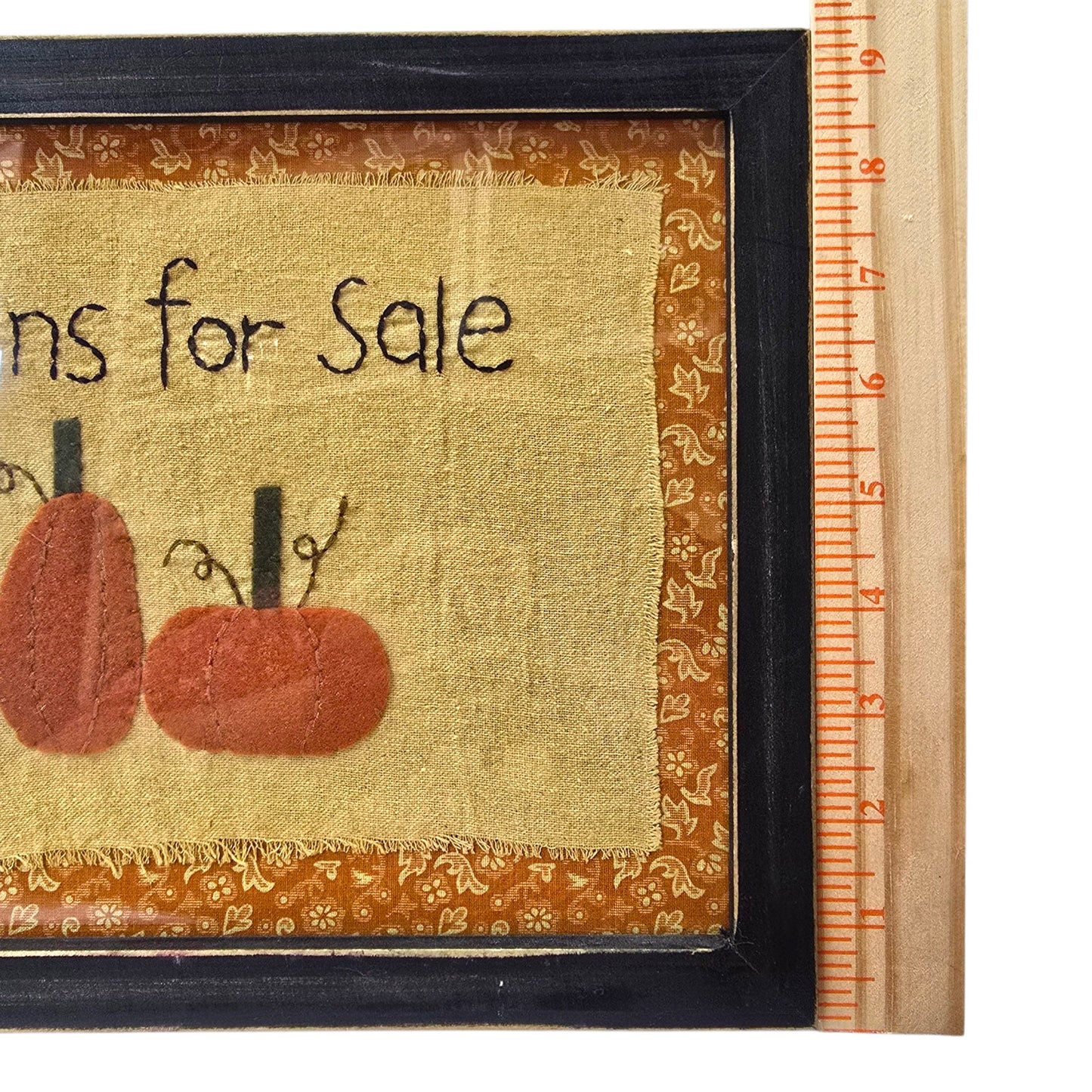 Primitive Farmhouse Pumpkins For Sale Framed Fabric Wall Art Fall Sign 14x9.5