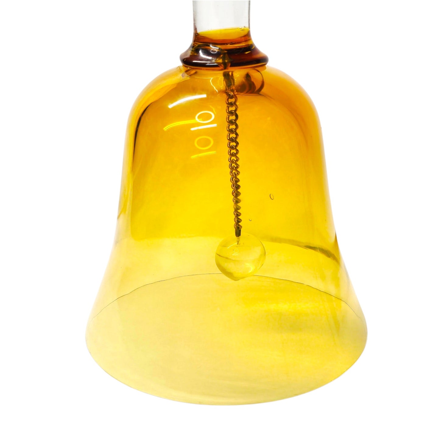 Art Glass Bell Spiral Cane Encased Clear Amber Handblown Vintage Collectible