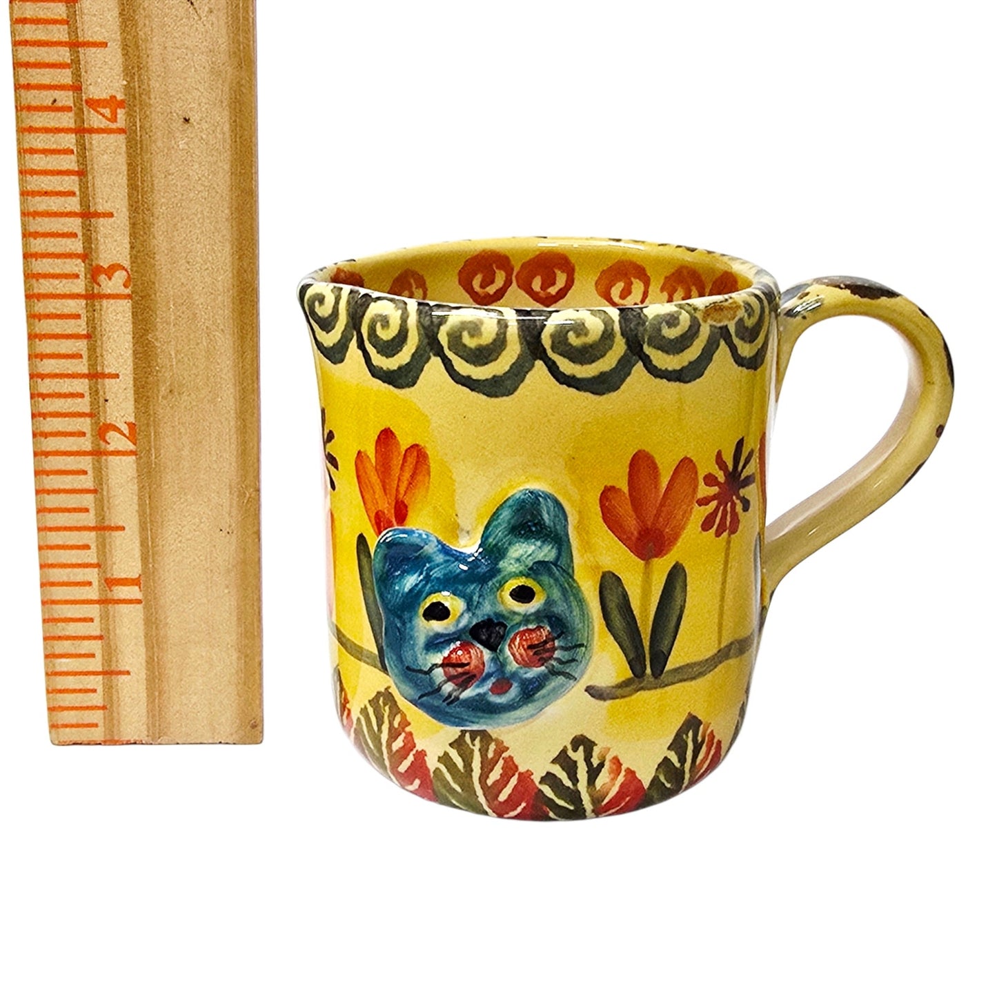 Vtg Italica ARS Italy Pottery 3D Cat Creamer Pitcher Spout Character Mug 3.25"