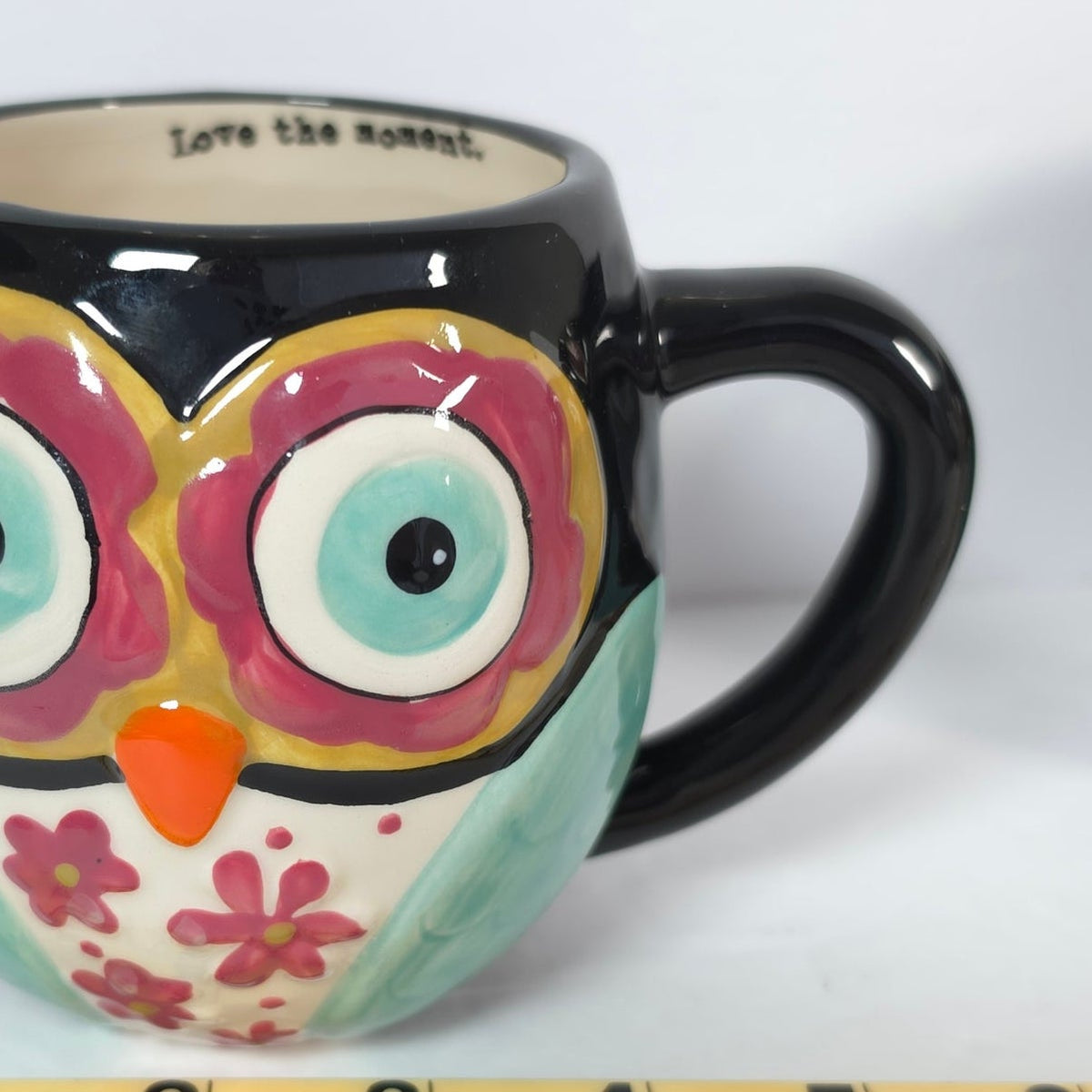 Natural Life Owl Coffee Mugs Set of 2 Love the Moment Black Turquoise