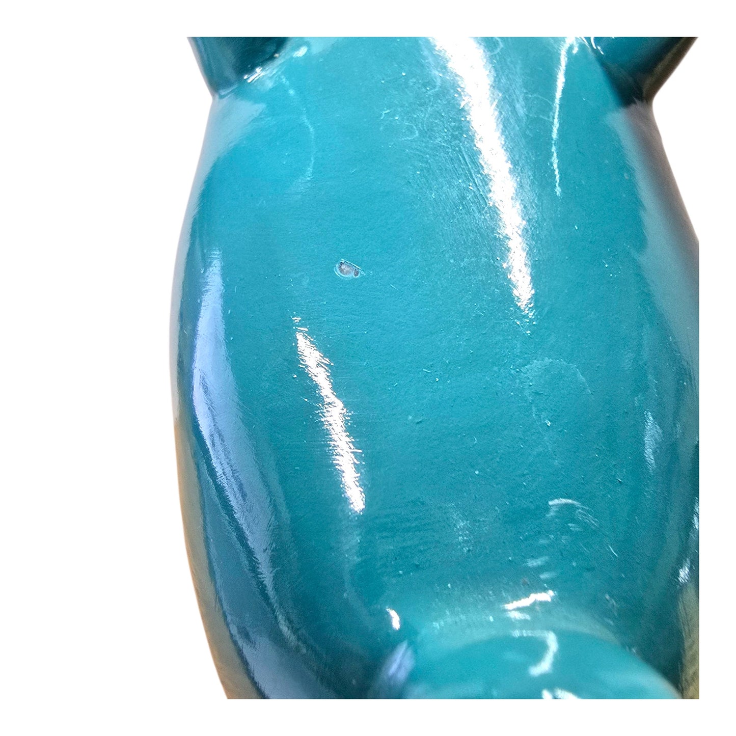 Modern Ceramic Dog Figurine Blue Glossy Pop Art Style Safe Paint 9" Home Decor