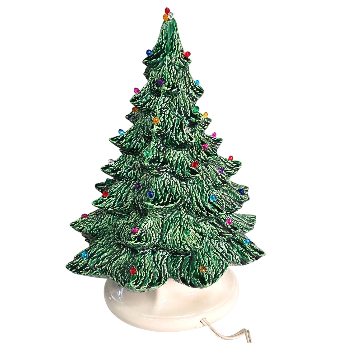 Vintage 1981 Nowells Christmas Tree Ceramic Mold 13" Lighted with Base- Works