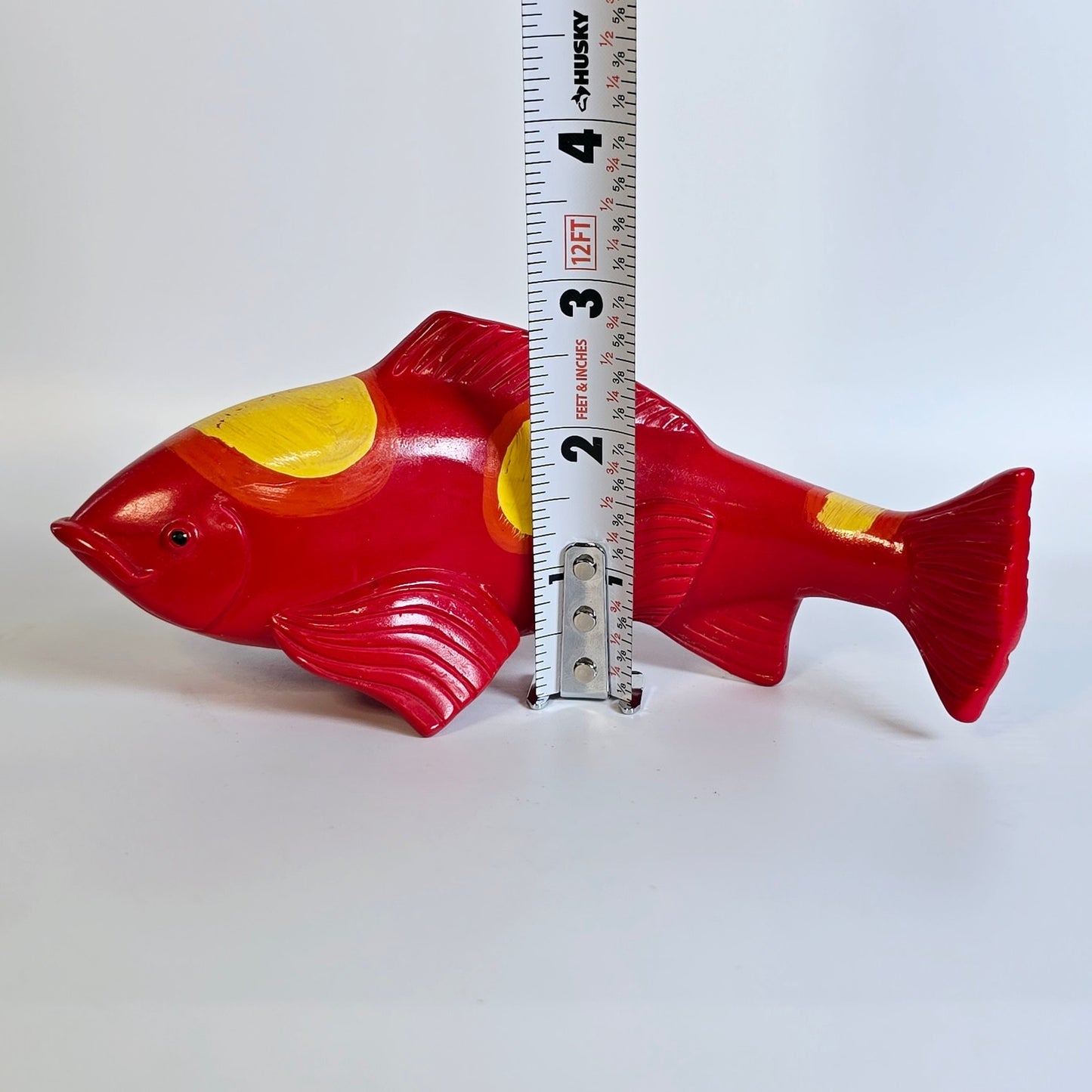 Ceramic Koi Fish Figurine, Orange and Red Koi Fish Sculpture