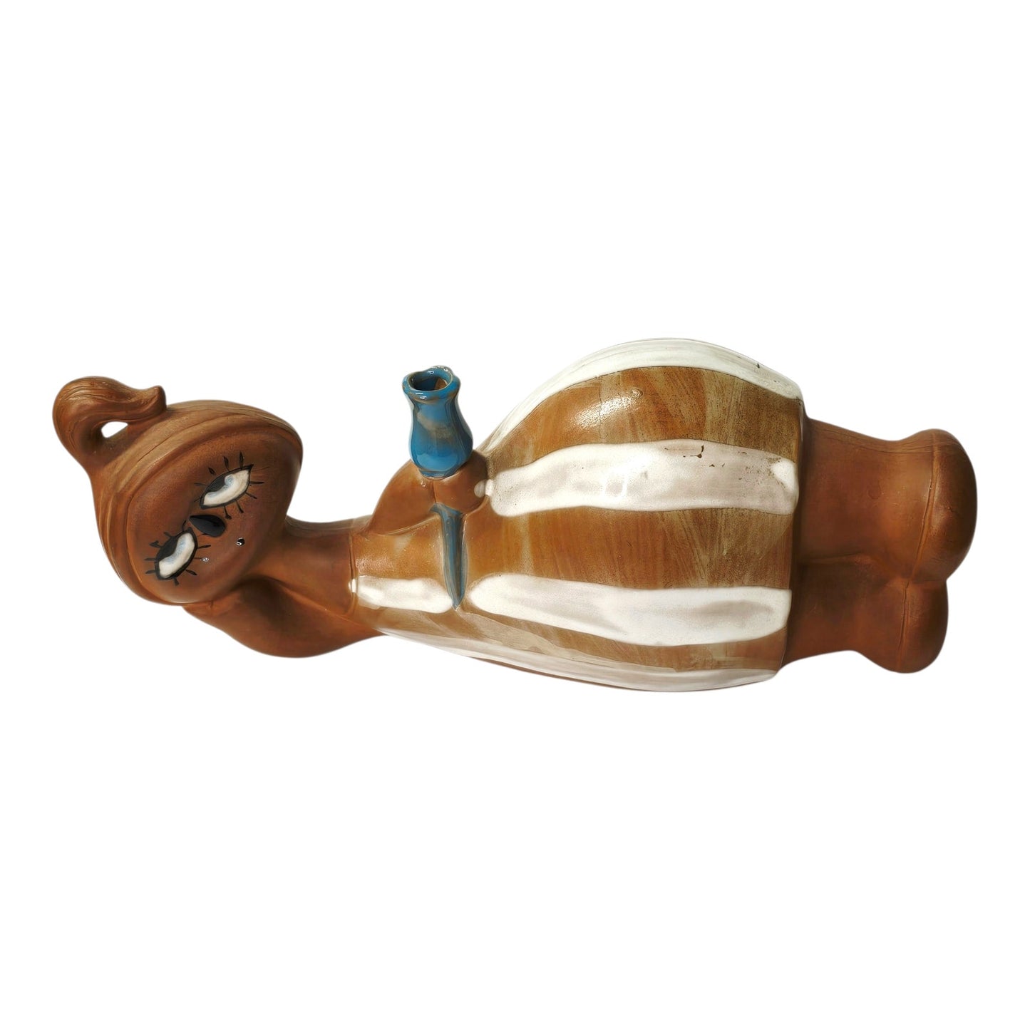 Vintage 1960s Japan Ceramic Big Eye Girl Reclining Figurine Candle Holder Kitsch