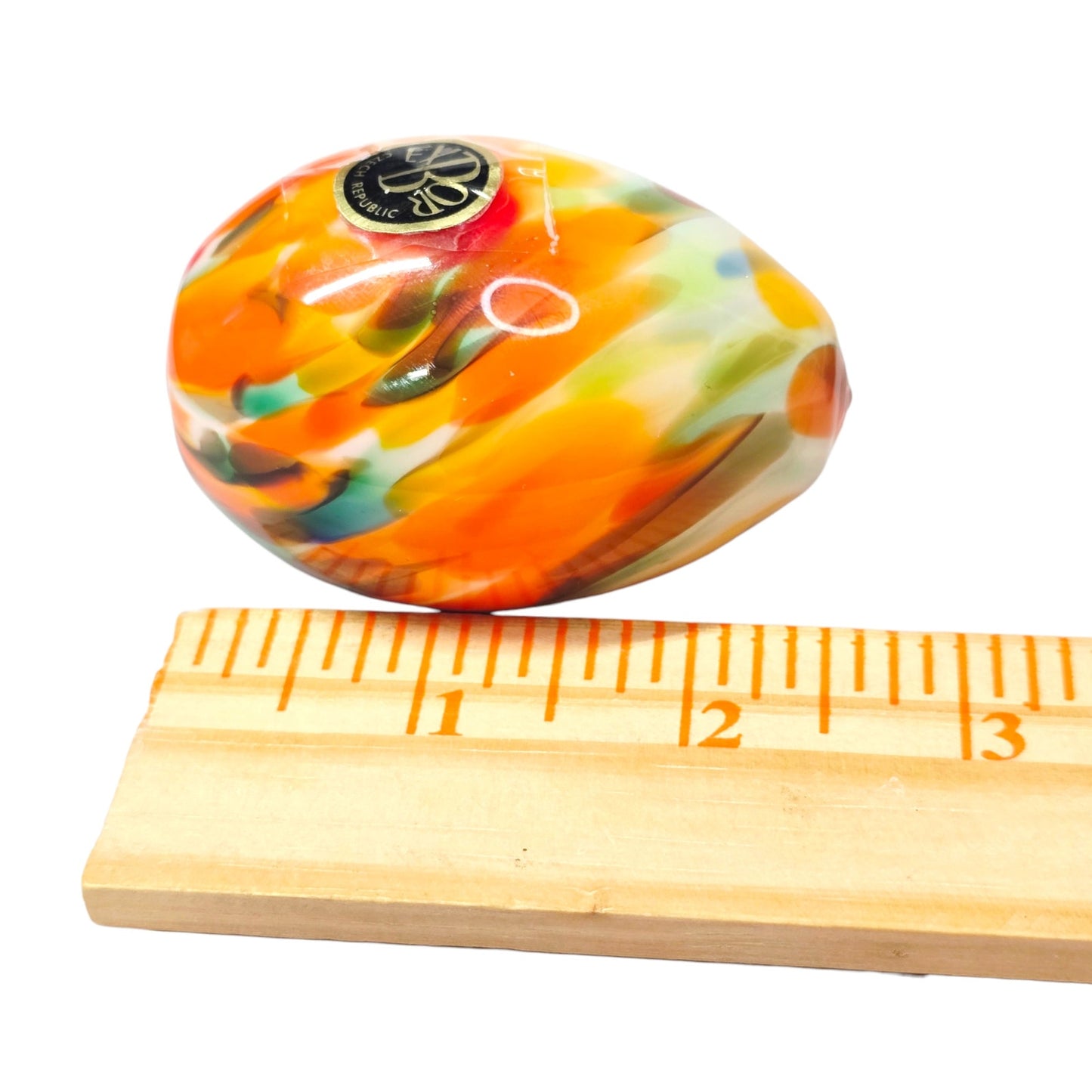 Vintage EXBOR Czech Republic Art Glass Egg Sculpture - Hand Blown Bohemian Glass