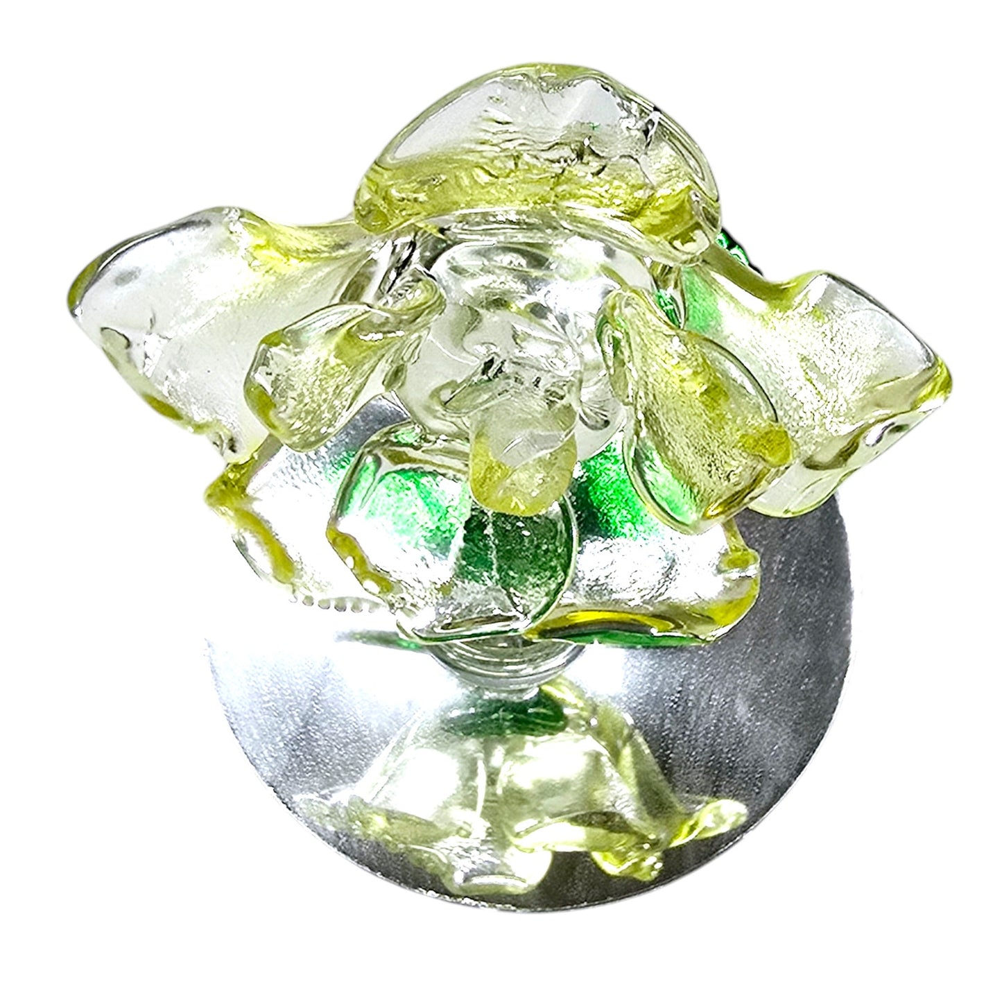 Small Art Glass Yellow Flower on Mirror