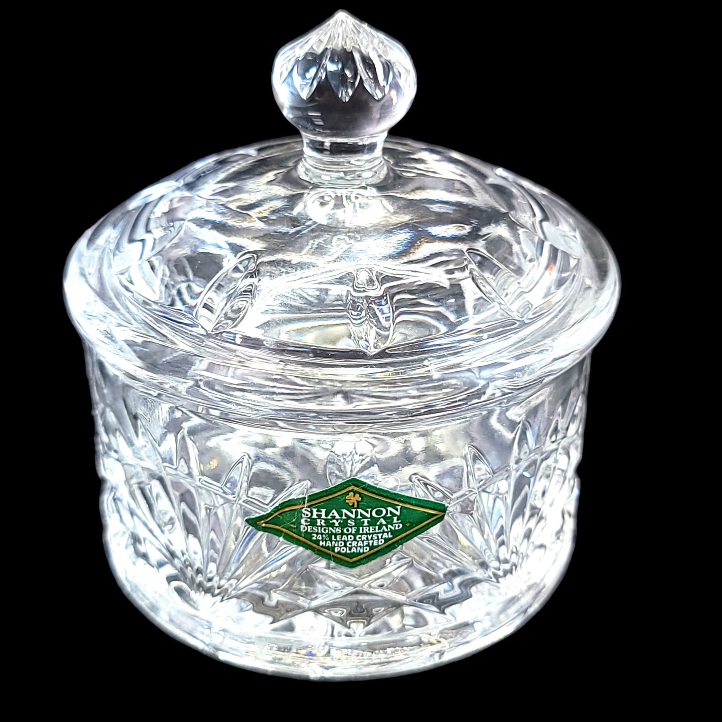 Shannon Crystal Stackable Creamer & Sugar with Lid, Irish Design Crafted in Poland, Cut Design