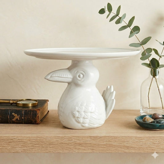 The Cellar Macy's Whimsical White Figural Toucan Ceramic Cake Stand 10.25"