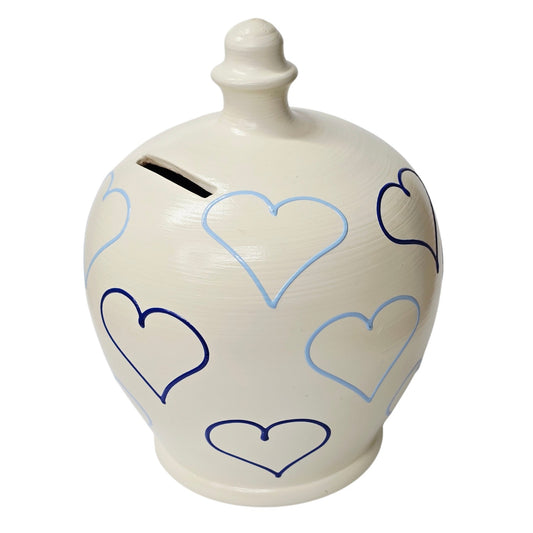 Terramundi Money Pot Ceramic Heart Smash Bank Italian Tradition Blue Love Wish