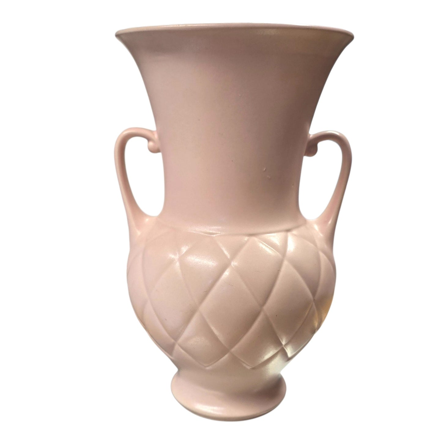 (For Customer) Hyalyn Pottery Pale Pink Matte Vase Quilted Diamond MCM Hollywood Regency USA