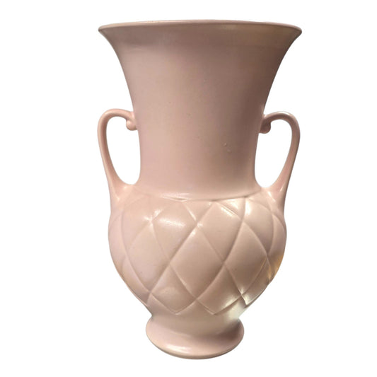 (For Customer) Hyalyn Pottery Pale Pink Matte Vase Quilted Diamond MCM Hollywood Regency USA