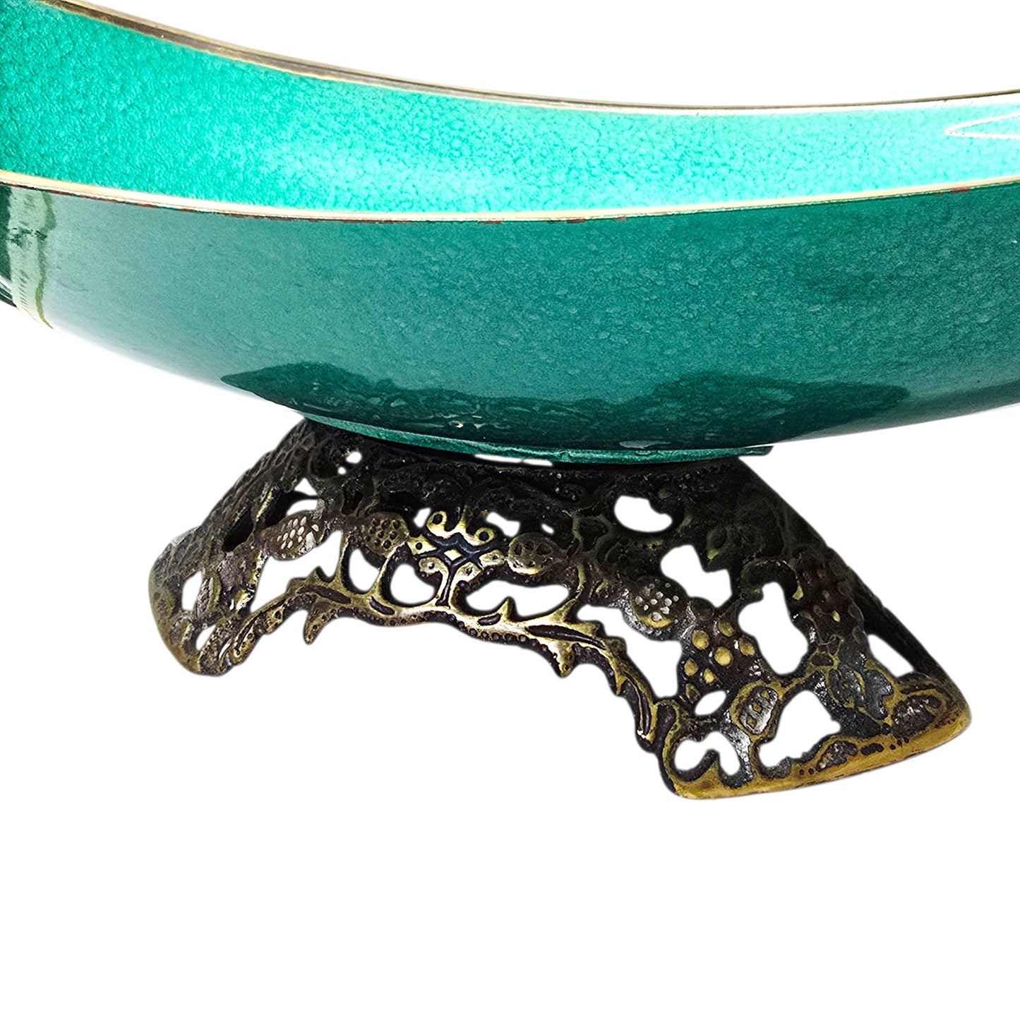 Vintage Israel Enameled Brass Tray Ornate MCM Mid Century Judaica17"