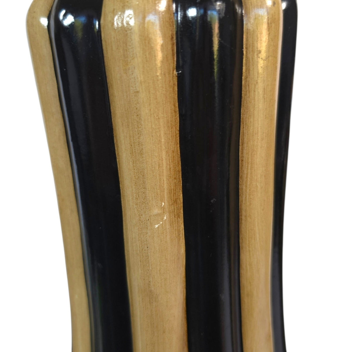 Art Deco Hollywood Regency Black Tan Fluted Ceramic Vases Set of 2 Hobby Lobby