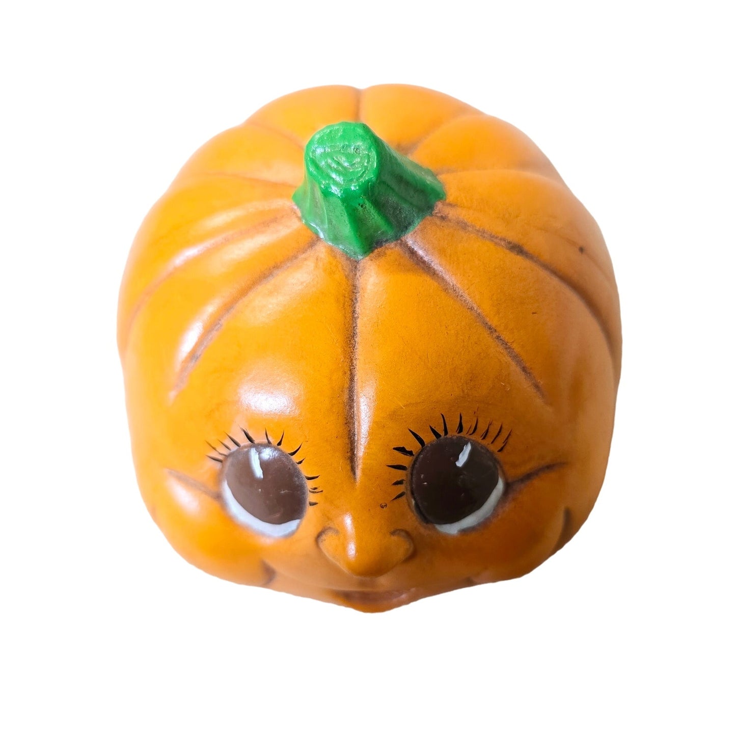 Vintage Hand Painted Ceramic Jack O' Lantern Cute Pumpkin Figurine