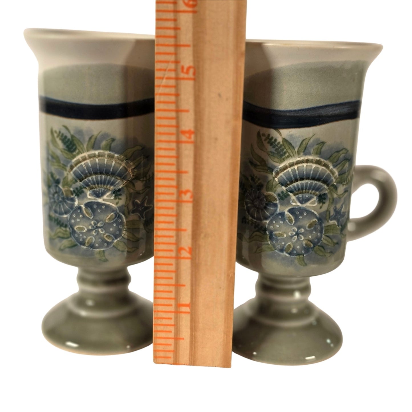 Vintage Otagiri Irish Coffee Mugs Coastal Nautical Shell Scallop Sand Dollar